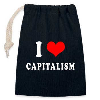 I love capitalism - Closable cotton gift bag (14x20cm) - navy - Front
