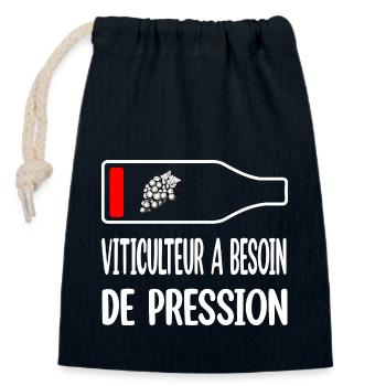 Viticulteur a besoin de pression t-shirt - Sac cadeau en coton avec cordon (14 x 20 cm) - bleu marine - Devant