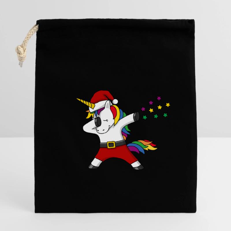 Weihnachten Einhorn Regenbogen dabing Geschenk Verschließbarer Geschenkbeutel aus Baumwolle (14x20cm)