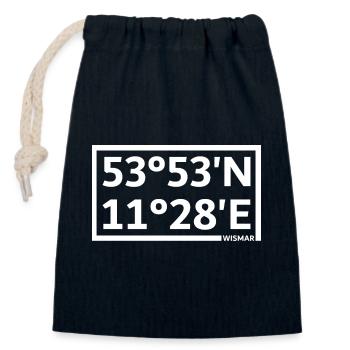 Wismar coordinates - Closable cotton gift bag (14x20cm) - navy - Front
