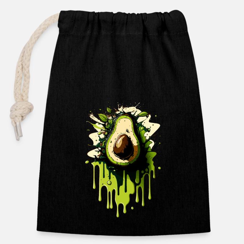 Avocado - Verschließbarer Geschenkbeutel aus Baumwolle (14x20cm) - Schwarz