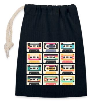 80er 90er Jahre Kassette Mixtape Retro Lustig - Verschließbarer Geschenkbeutel aus Baumwolle (14x20cm) - Navy - Vorne