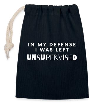 In my Defense i was left Unsupervised Funny - Closable cotton gift bag (14x20cm) - navy - Front
