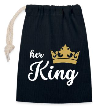 T-Shirt-Paar Königin - König - Verschließbarer Geschenkbeutel aus Baumwolle (14x20cm) - Navy - Vorne