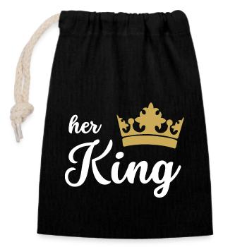 T-shirt couple Queen - King - Sac cadeau en coton avec cordon (14 x 20 cm) - noir - Devant