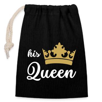 T-shirt couple Queen - King - Sac cadeau en coton avec cordon (14 x 20 cm) - noir - Devant