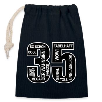 35. Geburtstag Wow Lustiges Motiv Nummer Ziffer 35 - Verschließbarer Geschenkbeutel aus Baumwolle (14x20cm) - Navy - Vorne