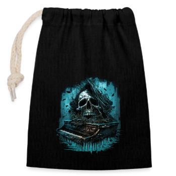 Piano d’horreur - Sac cadeau en coton avec cordon (14 x 20 cm) - noir - Devant