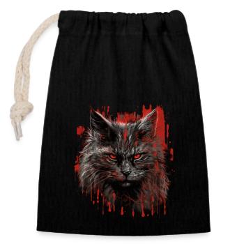 Maine Coon Horror - Closable cotton gift bag (14x20cm) - black - Front
