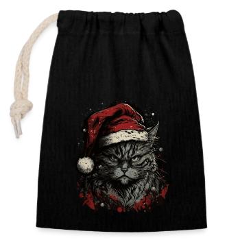 Maine Coon Christmas - Closable cotton gift bag (14x20cm) - black - Front