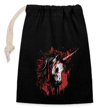 Licorne effrayante - Sac cadeau en coton avec cordon (14 x 20 cm) - noir - Devant
