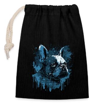 Bouledogue français - Sac cadeau en coton avec cordon (14 x 20 cm) - noir - Devant