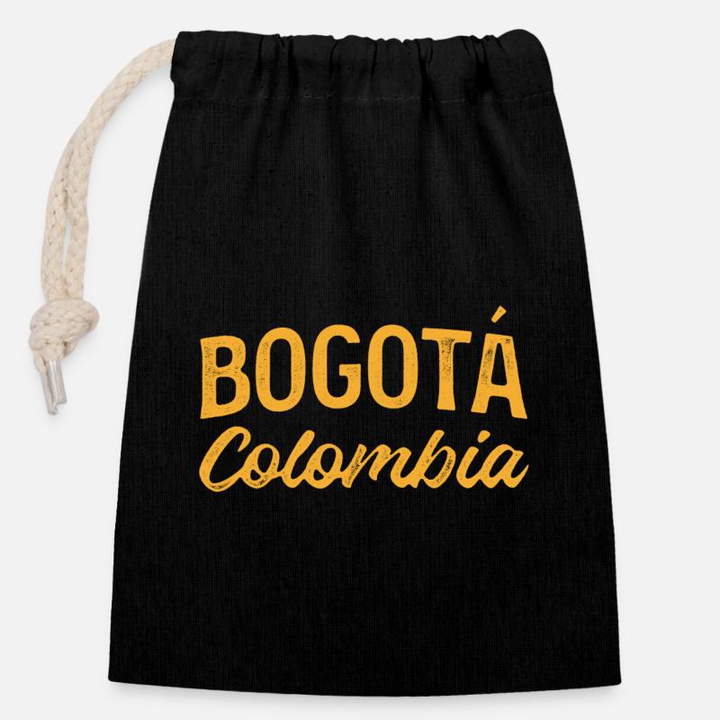 Bogotá Colombie Script Logo - Sac cadeau en coton avec cordon (14 x 20 cm) - noir