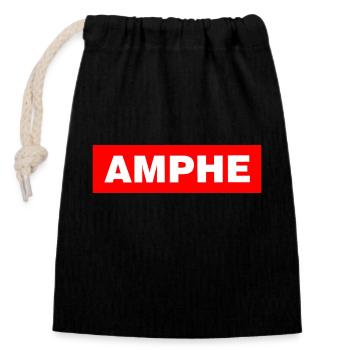 Amphe - Verschließbarer Geschenkbeutel aus Baumwolle (14x20cm) - Schwarz - Vorne