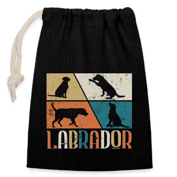 Labrador - Verschließbarer Geschenkbeutel aus Baumwolle (14x20cm) - Schwarz - Vorne