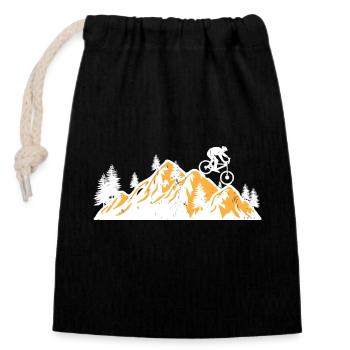 Mountain Bike Mountains Nature MTB - Closable cotton gift bag (14x20cm) - black - Front