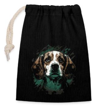 Beagle Hund - Verschließbarer Geschenkbeutel aus Baumwolle (14x20cm) - Schwarz - Vorne