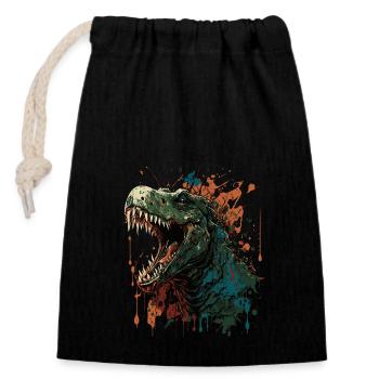 T-Rex - Verschließbarer Geschenkbeutel aus Baumwolle (14x20cm) - Schwarz - Vorne