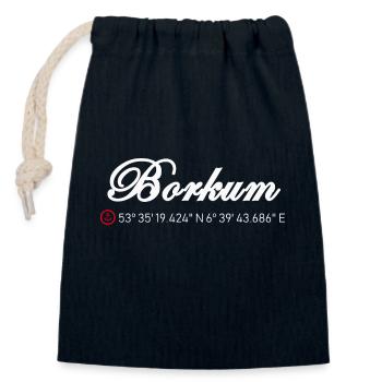 Borkum Koordinaten - Verschließbarer Geschenkbeutel aus Baumwolle (14x20cm) - Navy - Vorne
