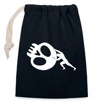 L'homme qui repousse la mort (blanc) - Sac cadeau en coton avec cordon (14 x 20 cm) - bleu marine - Devant