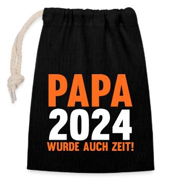 Werdender Papa 2039 - Verschließbarer Geschenkbeutel aus Baumwolle (14x20cm) - Schwarz - Vorne