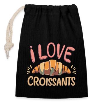 T-shirt Croissant Délicieux - Délicat Français - Sac cadeau en coton avec cordon (14 x 20 cm) - noir - Devant