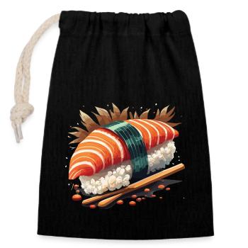 Sushi Leidenschaft: Authentische Japanisches Sushi - Verschließbarer Geschenkbeutel aus Baumwolle (14x20cm) - Schwarz - Vorne