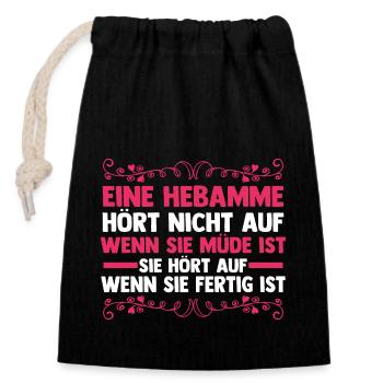 Geburtshelferin Hebamme - Verschließbarer Geschenkbeutel aus Baumwolle (14x20cm) - Schwarz - Vorne