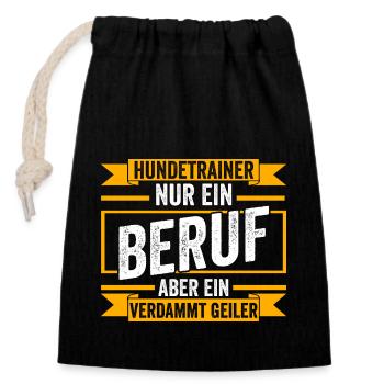 Hundetraining Hund Hundeschule Hundetrainer - Verschließbarer Geschenkbeutel aus Baumwolle (14x20cm) - Schwarz - Vorne
