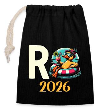 Rentner Geschenk Rente 2026 Ruhestand - Verschließbarer Geschenkbeutel aus Baumwolle (14x20cm) - Schwarz - Vorne