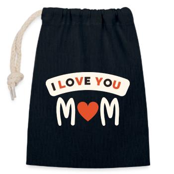 I love you Mom - Verschließbarer Geschenkbeutel aus Baumwolle (14x20cm) - Navy - Vorne