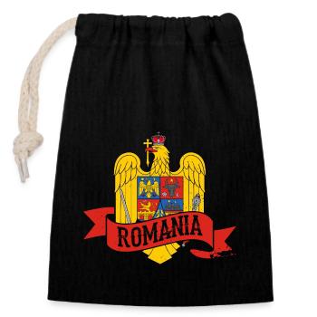 Romania History National colours Balkans - Closable cotton gift bag (14x20cm) - black - Front