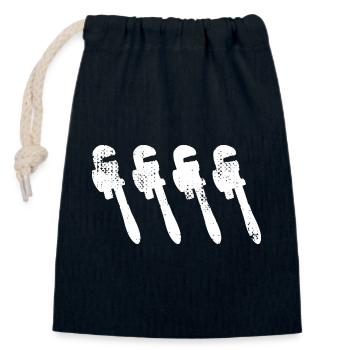 Pipe Wrench Sketch - Closable cotton gift bag (14x20cm) - navy - Front