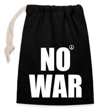 No war - Closable cotton gift bag (14x20cm) - black - Front