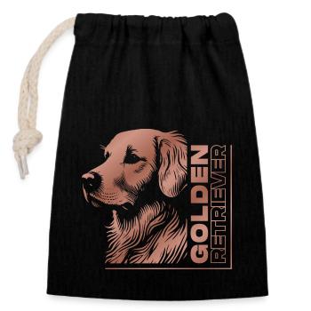 Golden Retriever Goldie Zeichnung Kopf rosegold - Verschließbarer Geschenkbeutel aus Baumwolle (14x20cm) - Schwarz - Vorne