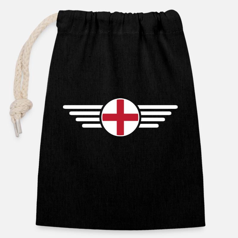 England Essence T-Shirt - Verschließbarer Geschenkbeutel aus Baumwolle (14x20cm) - Schwarz
