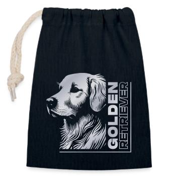 Golden Retriever Goldie Zeichnung Kopf silber - Verschließbarer Geschenkbeutel aus Baumwolle (14x20cm) - Navy - Vorne