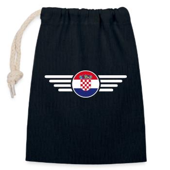 Croatia Style Design T-Shirt - Closable cotton gift bag (14x20cm) - navy - Front
