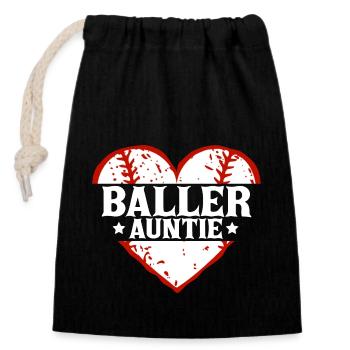 Baseball Tante Geschenk Baller Tante Muttertag Mama - Verschließbarer Geschenkbeutel aus Baumwolle (14x20cm) - Schwarz - Vorne