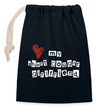 J’adore ma petite amie cougar - Sac cadeau en coton avec cordon (14 x 20 cm) - bleu marine - Devant