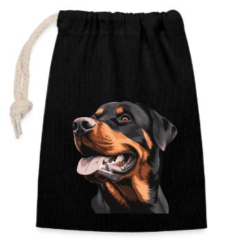 Rottweiler dog - Closable cotton gift bag (14x20cm) - black - Front