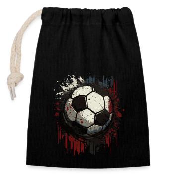Football - Sac cadeau en coton avec cordon (14 x 20 cm) - noir - Devant
