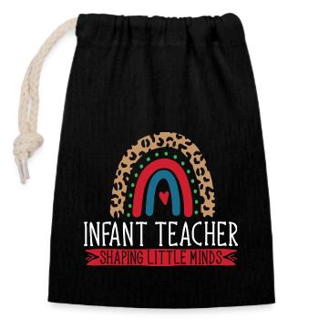 Enseignante de maternelle Éducatrice de centre de garde - Sac cadeau en coton avec cordon (14 x 20 cm) - noir - Devant