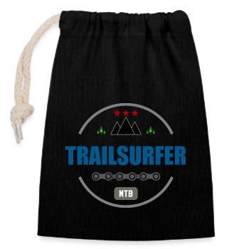 Trailsurfer MTB Logo - Closable cotton gift bag (14x20cm) - black - Front