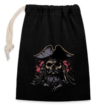 Pirate Skull - Closable cotton gift bag (14x20cm) - black - Front