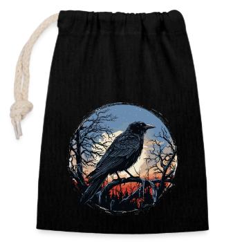 Raven - Closable cotton gift bag (14x20cm) - black - Front