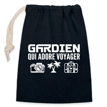 Reisende & Hüter: Leidenschaft & Entdeckung - Verschließbarer Geschenkbeutel aus Baumwolle (14x20cm) - Navy - Vorne