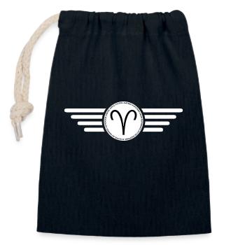 Sternzeichen Widder, Exklusives T-Shirt Design - Verschließbarer Geschenkbeutel aus Baumwolle (14x20cm) - Navy - Vorne