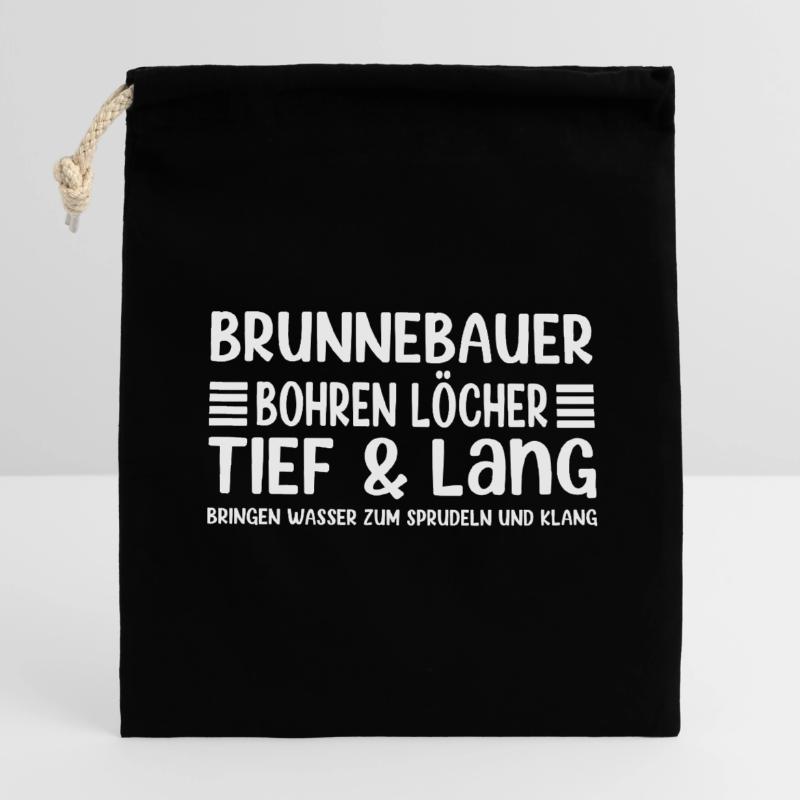 Construction de puits Trous de forage Constructeurs de puits profonds et longs Sac cadeau en coton avec cordon (14 x 20 cm)