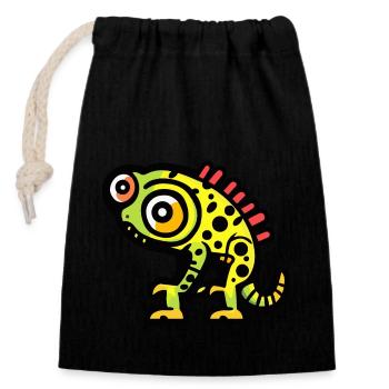 Caméléon Halloween Bande dessinée drôle - Sac cadeau en coton avec cordon (14 x 20 cm) - noir - Devant